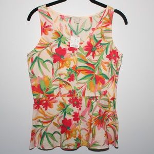 NWT J. Crew Tropical Peplum Top